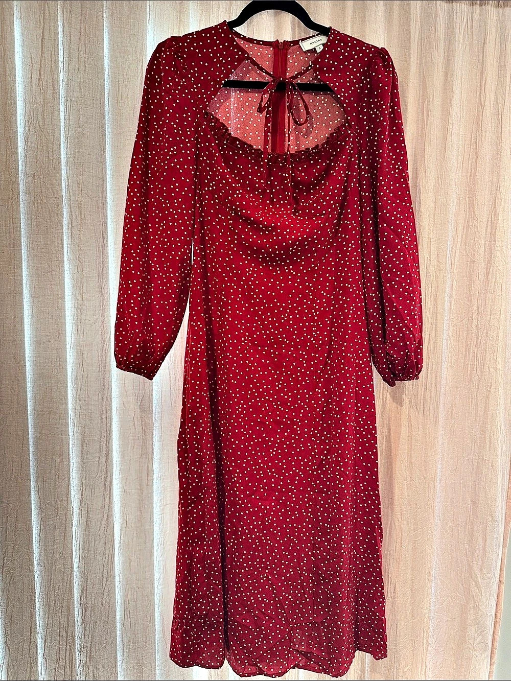 RIHOAS Red Polka Dot Midi Dress